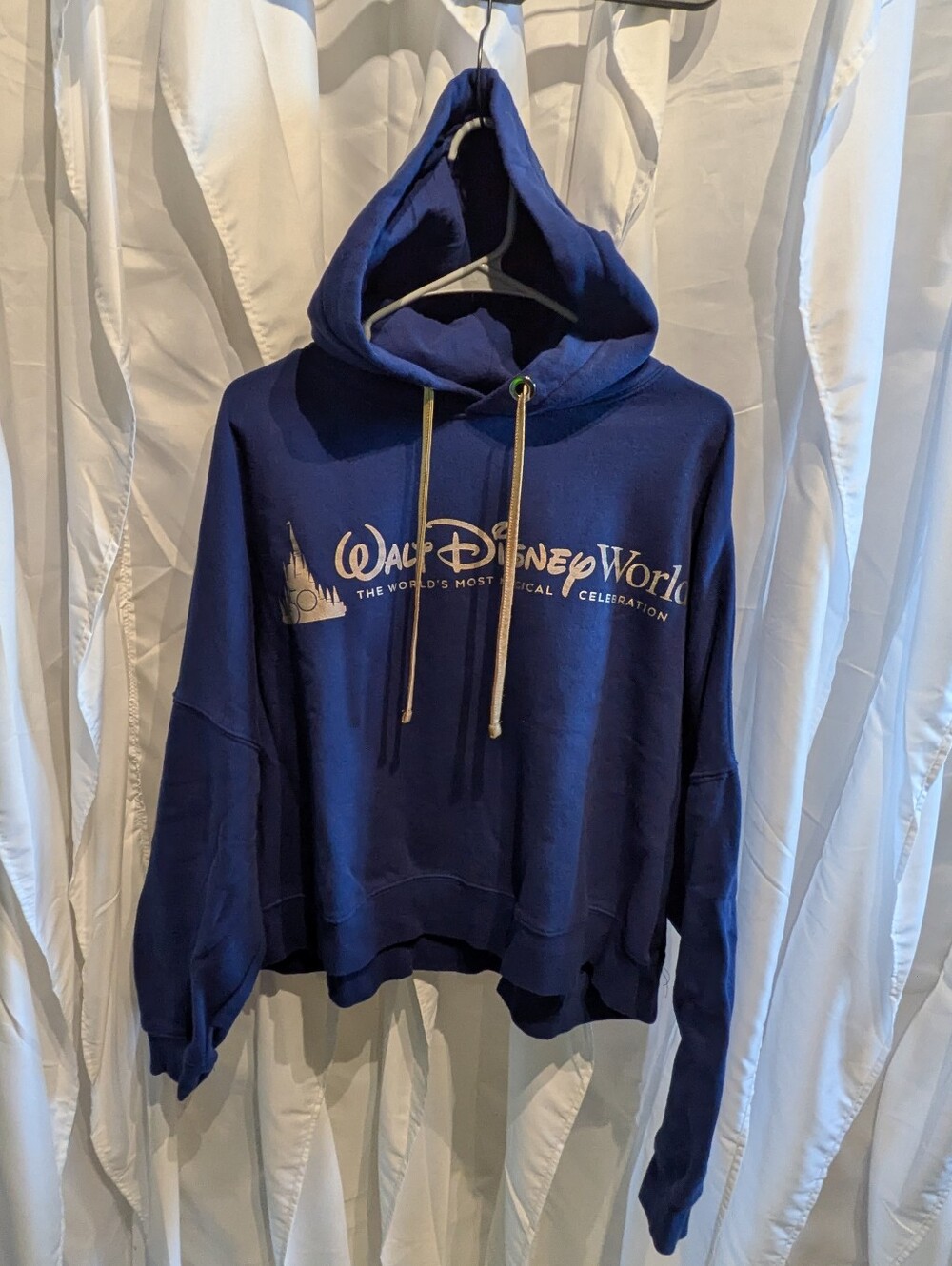 D1 Disney World 50th Anniversary Cropped Hoodie Blue Gold 2X